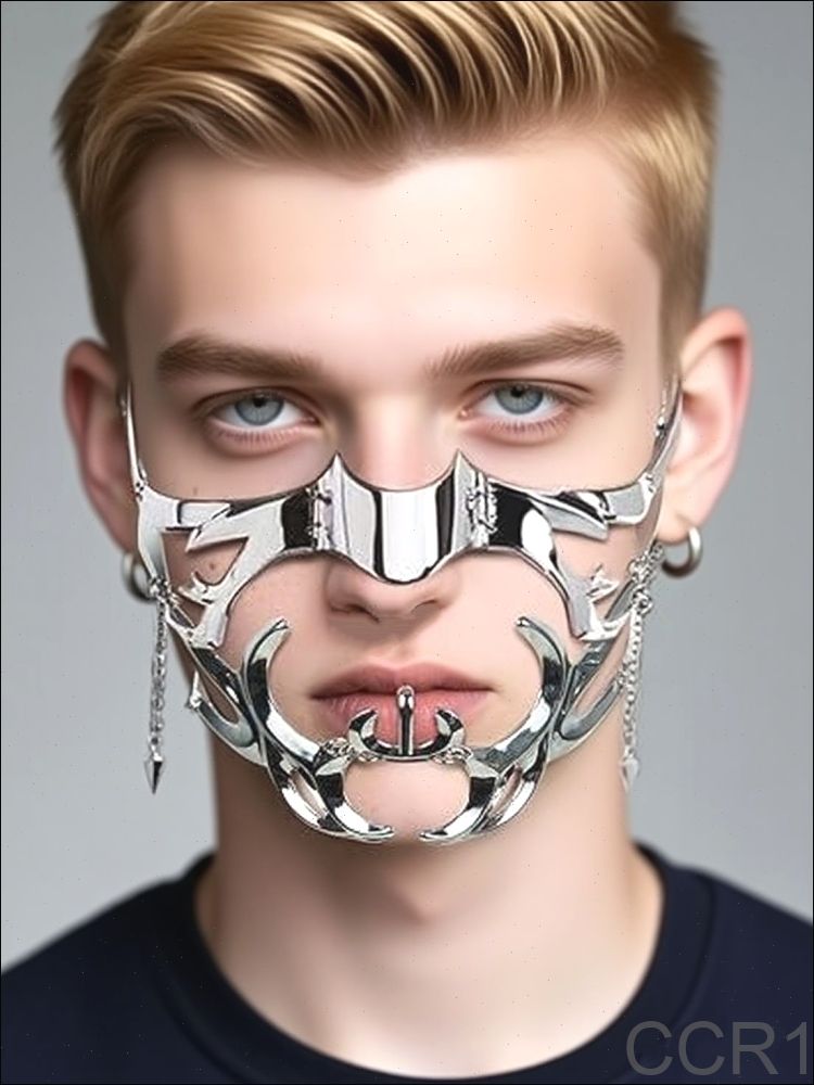 СтальнаямаскаМвстилеКиберПанк(CyberPunk)длянижнейчастилица.Украшениедлялица