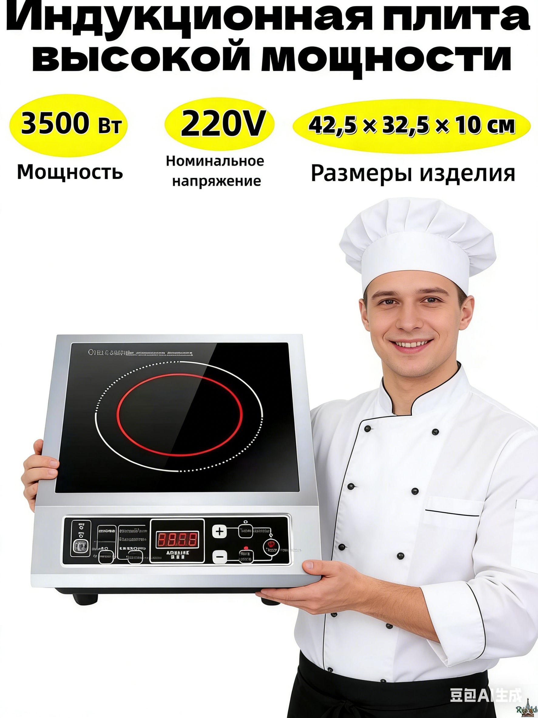 ИндукционнаянастольнаяплитаИндукционнаяплитамощностью3,5кВт,небольшаяэлектрическаяплитадлякухниифермерскогодома,черный