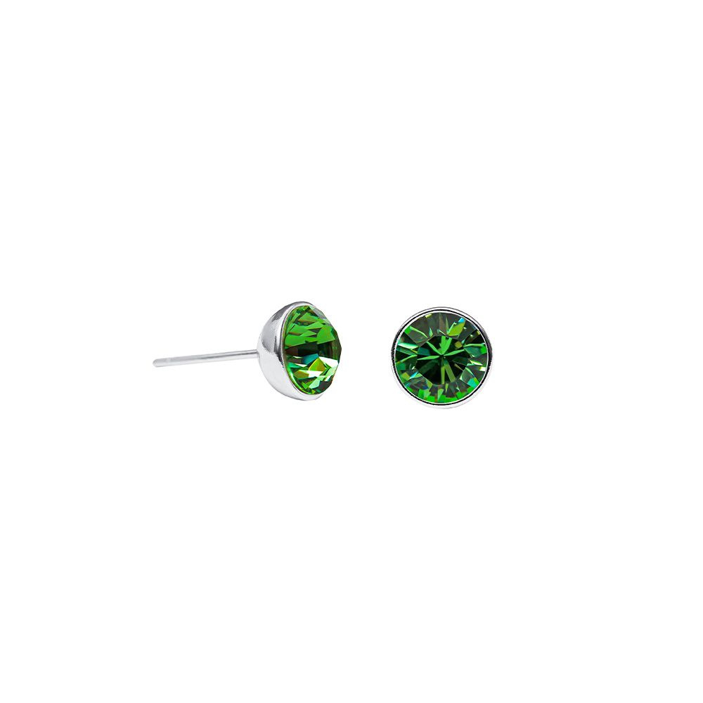 Серьги пусеты женские Fern Green 7 mm Fiore Luna, кристаллы Swarovski, бижутерный сплав  #1