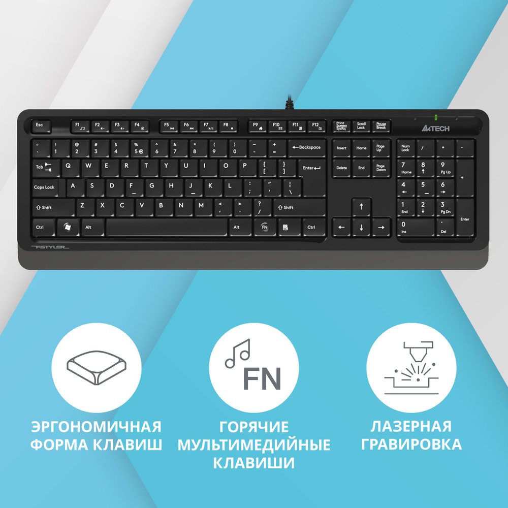 Клавиатура A4 Fstyler FK10 черный/серый USB #1