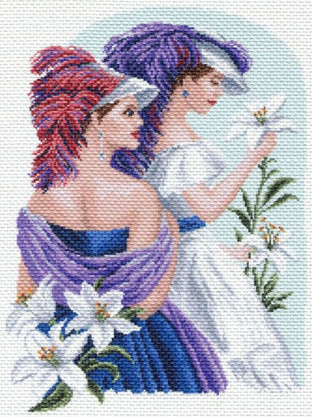 Канва с нанесенным рисунком Матренин Посад "Девушки с лилиями", для вышивания крестом, 29х40 см  #1