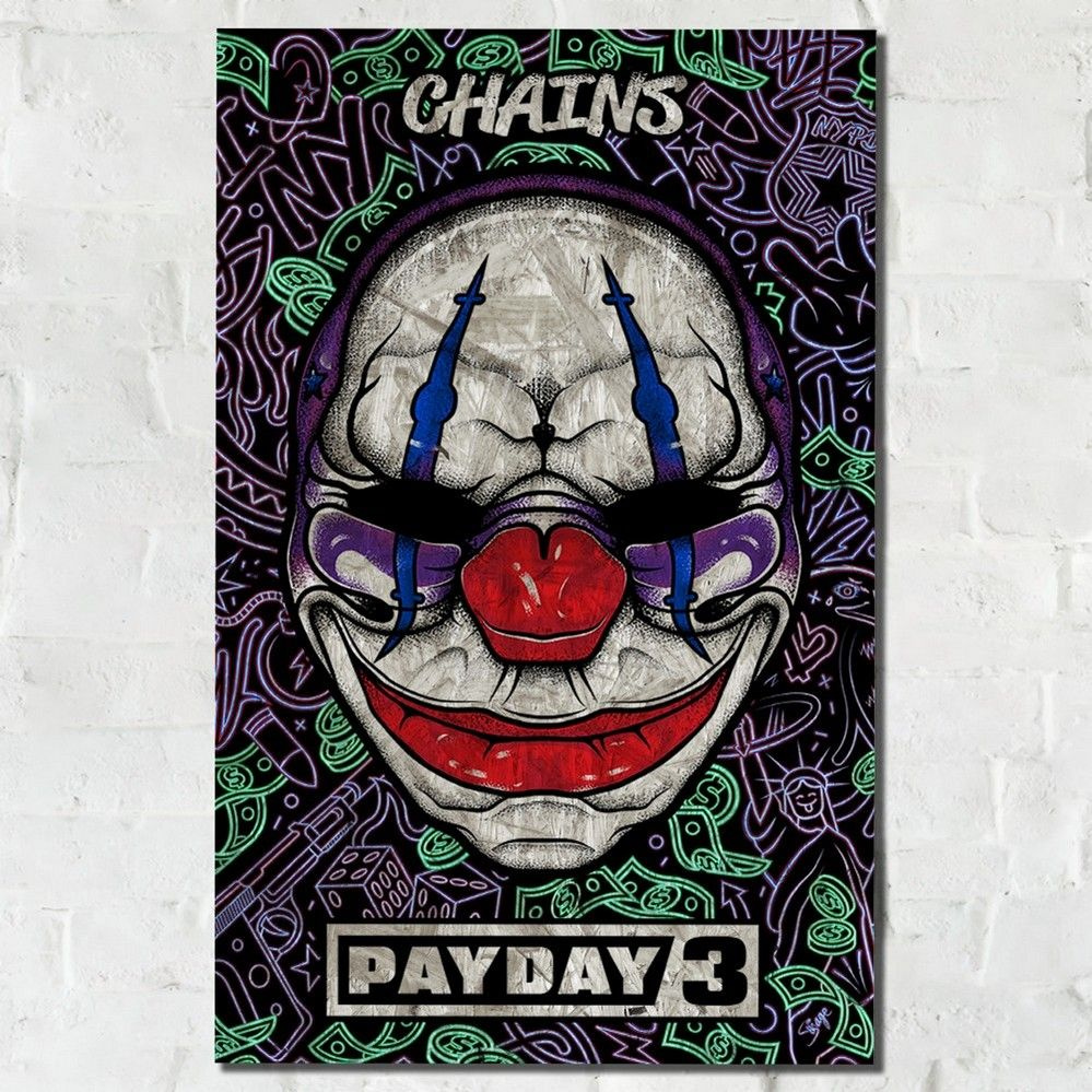 Картина интерьерная на рельефной доске игры PayDay 3 (Пэй Дэй, Chains, PS, PC, XBOX, SWITCH) - 13601 #1