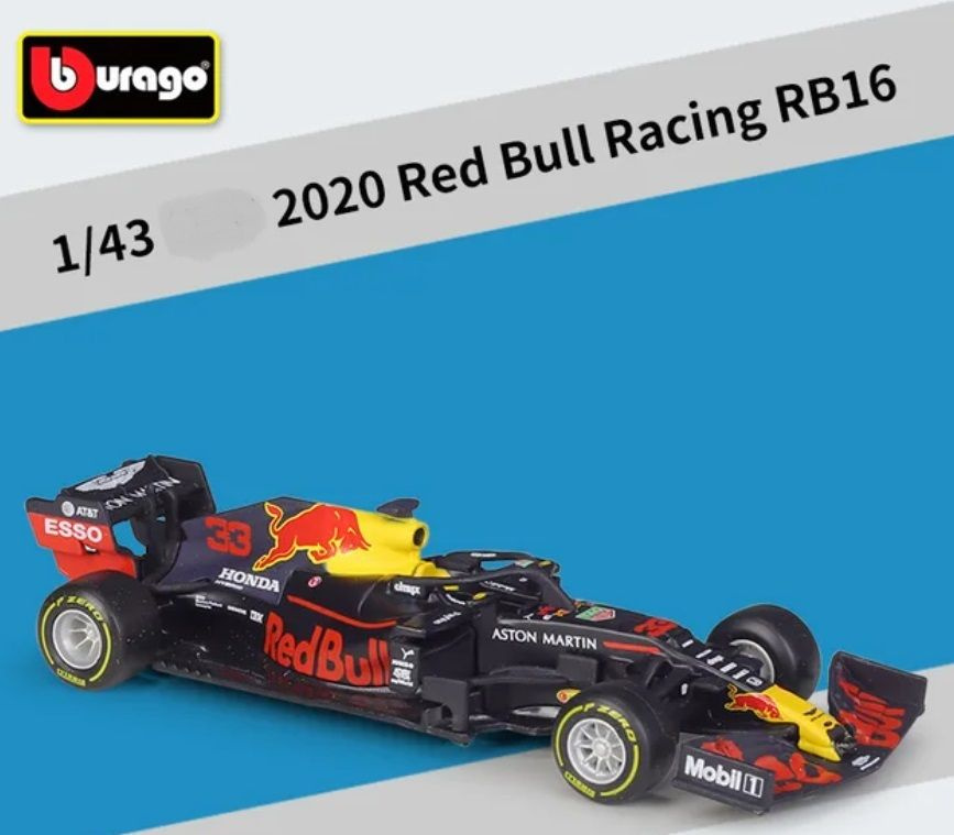 Коллекционная модель гоночного болида Формула-1. Масштаб 1/43. "Bburago". Команда "Red Bull" RB16 (№33 #1