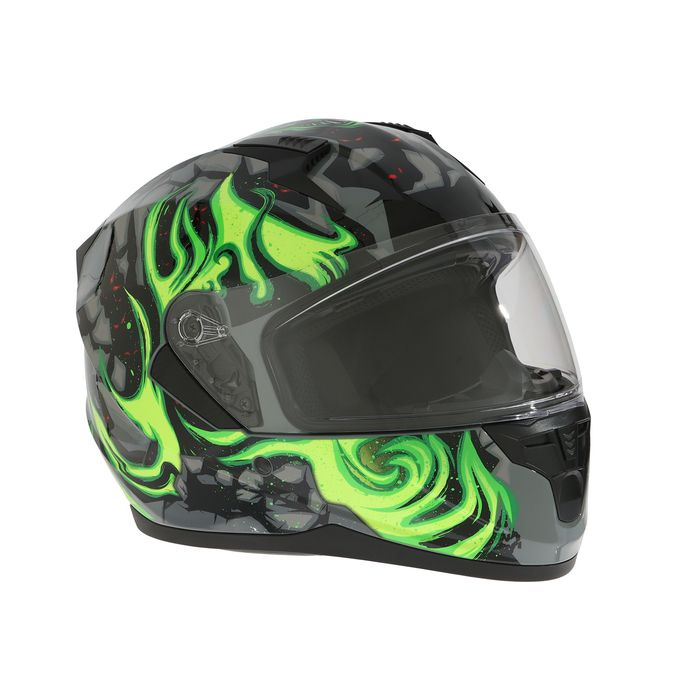 Шлем интеграл с двумя визорами, размер XL, модель BLD-M67E, черно-зеленый  #1