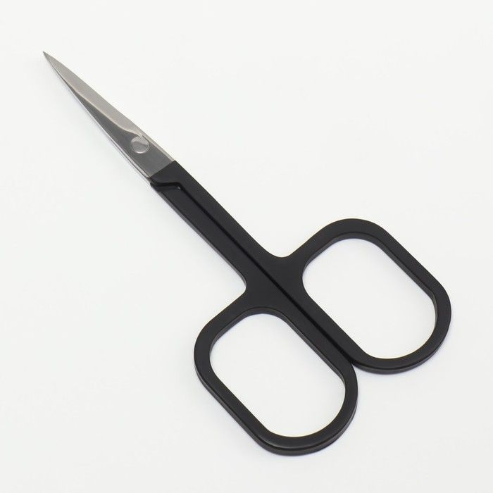 Ножницы маникюрные, узкие, прямые, с прорезиненными ручками, 9 см, цвет серебристый/чёрный  #1