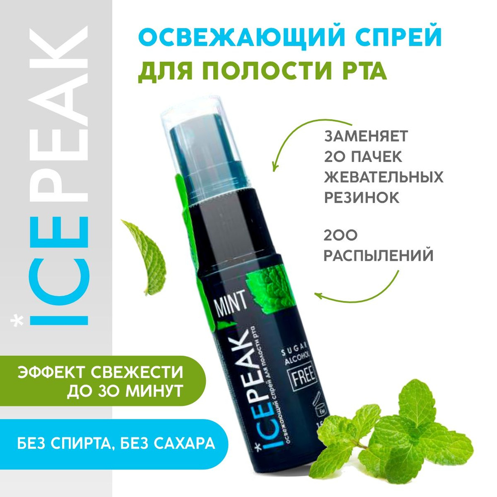 Спрей освежитель для рта ICEPEAK со вкусом мяты, 15 мл. #1