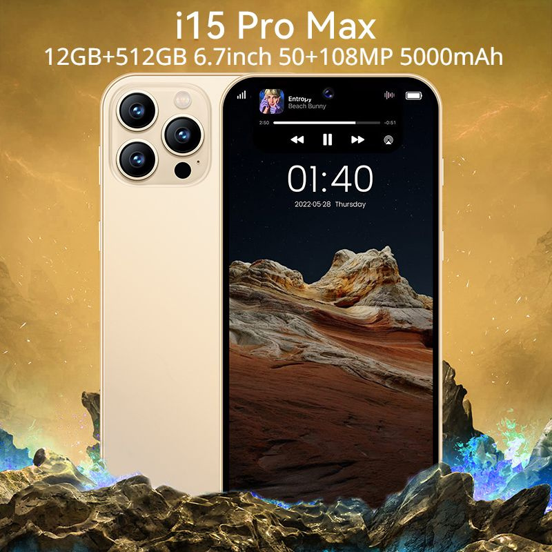 ZUNYI Смартфон Российскийсмартфон i15 ProMax 6.7 дюйма, 12/512 ГБ, черный CN 128 ГБ, золотой  #1