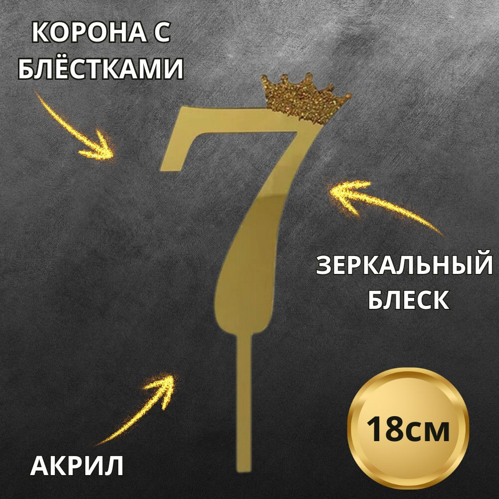 Топпер для торта зеркальный 18см #1