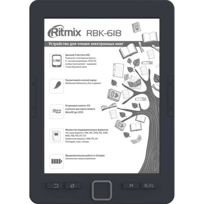 Электронная книга Ritmix RBK-618 6 дюймов черная (80002544) #1