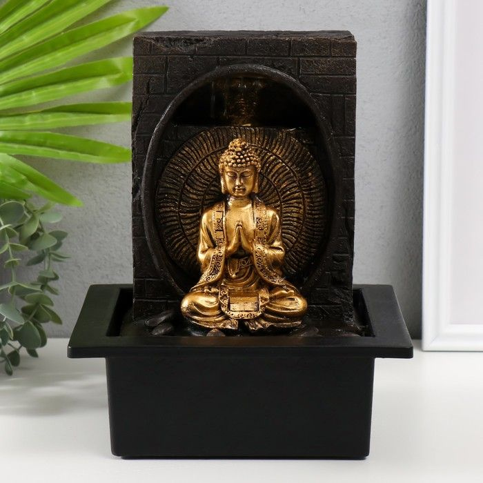Фонтан настольный от сети, подсветка "Будда медитация в гроте" 21х17,5х26 см  #1