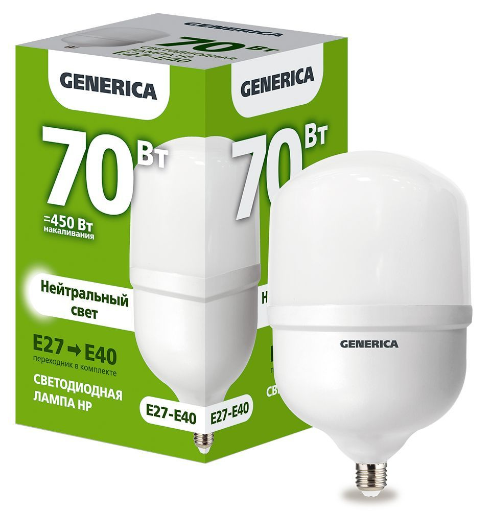Generica Лампочка Лампа светодиодная HP, Нейтральный белый свет, E27, E40, 70 Вт, Светодиодная, 1 шт. #1