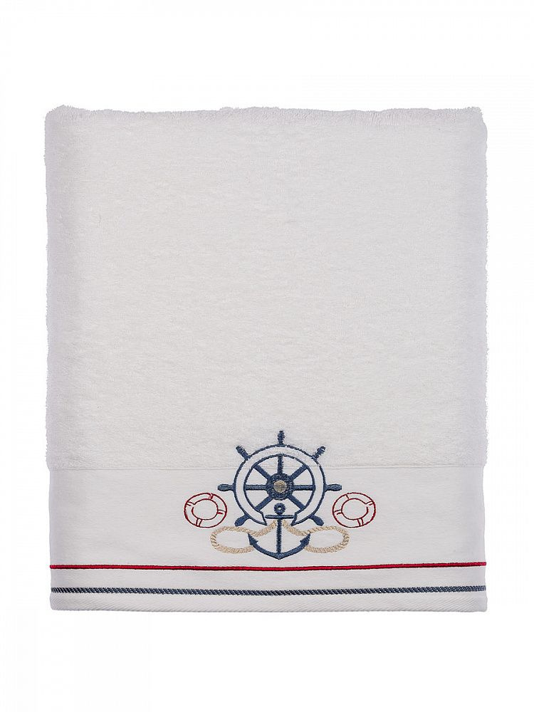 Tivolyo home Полотенце для ванной navy, Махровая ткань, 75x150 см, белый, синий, 1 шт.  #1