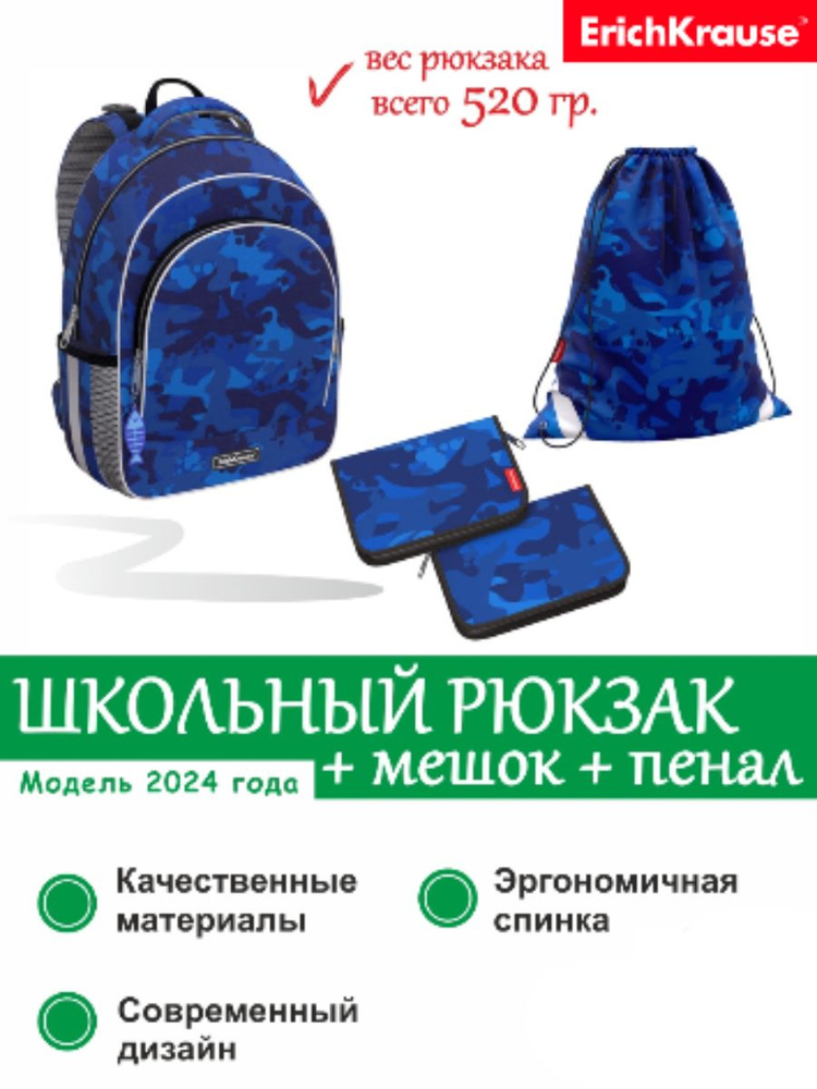 Школьный рюкзак ErichKrause 15L Sea Camo с наполнением 51604/1 #1