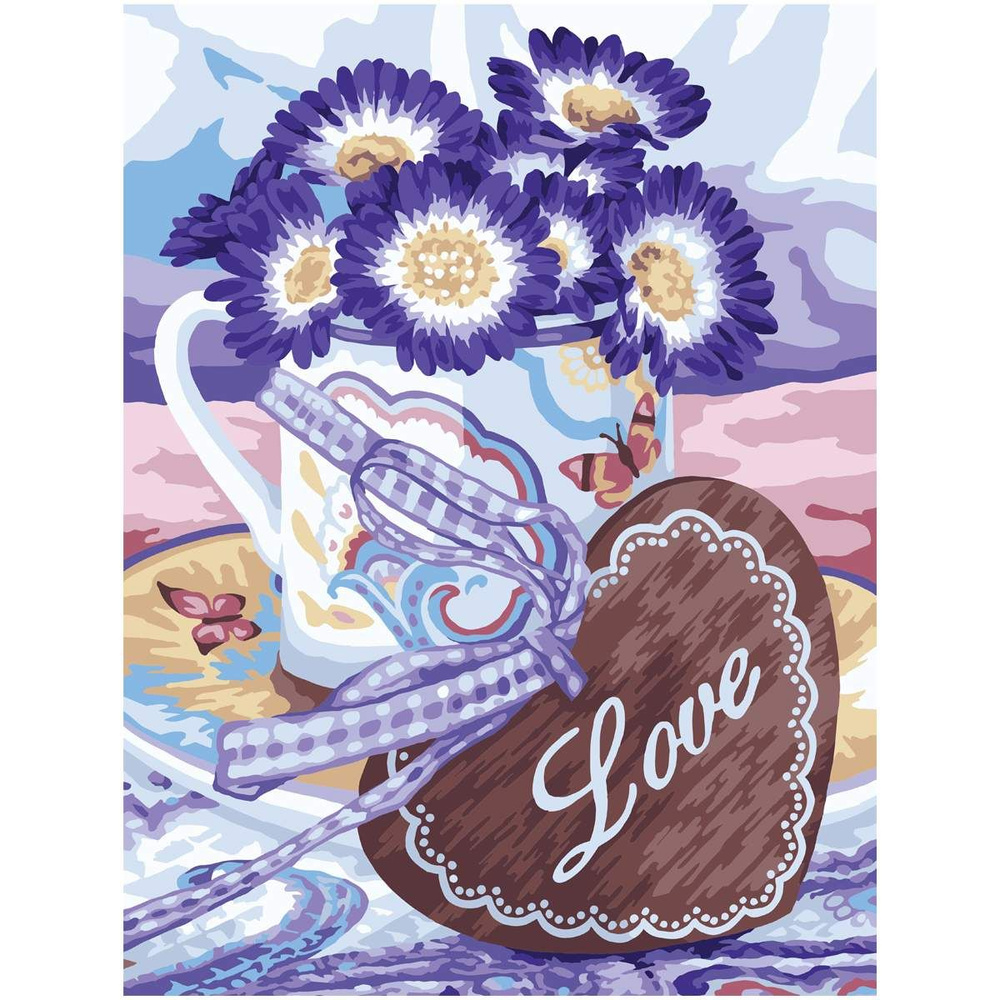 Картина по номерам на картоне ТРИ СОВЫ "С любовью", 30*40, с акриловыми красками и кистями (арт. 358685) #1