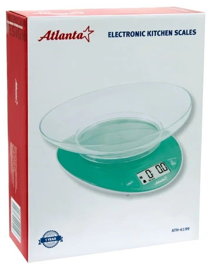 Atlanta Электронные кухонные весы Кухонные электронные весы с чашей ATLANTA ATH-6199, бирюзовый  #1