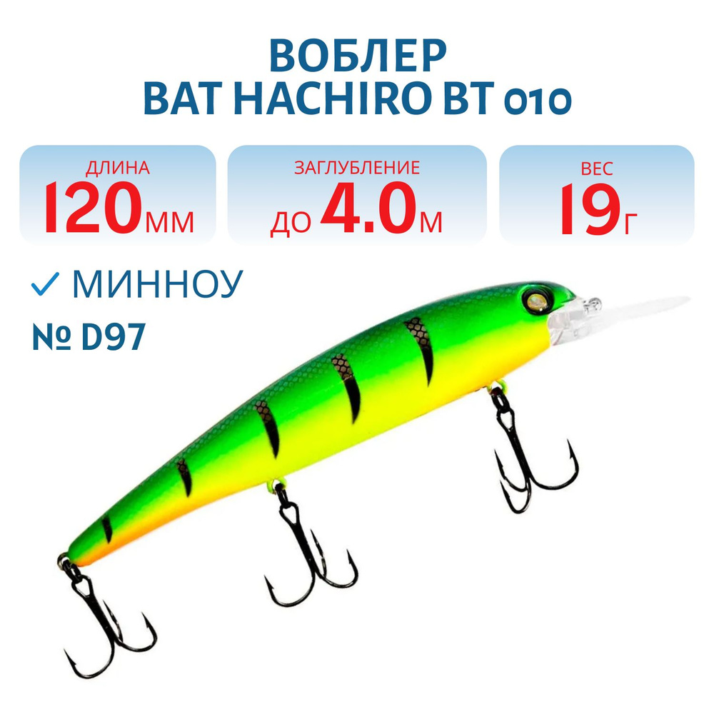 Воблер BAT HACHIRO BT 010, 120мм, 19 гр, 0-4 м, цвет #D97 #1