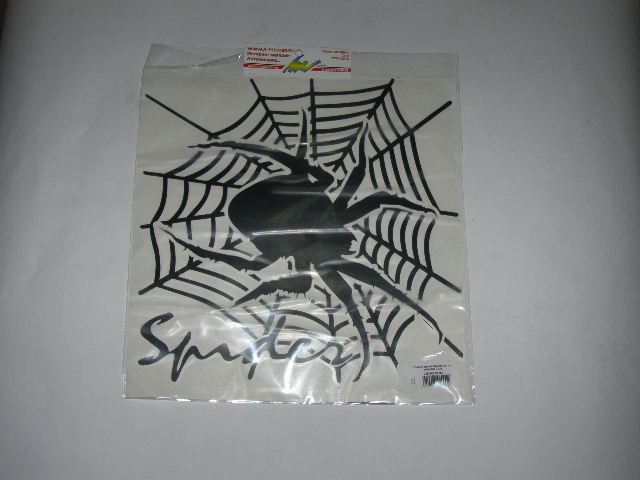 Наклейка плоттер Паук на паутине черный (300х300) #1