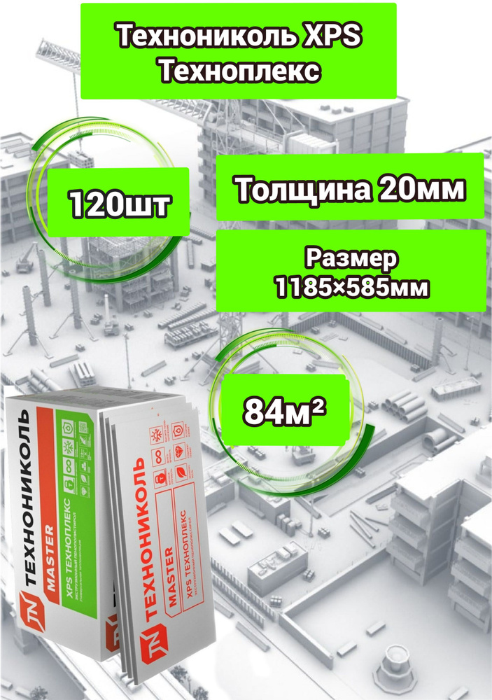 Утеплитель Технониколь Техноплекс 20 мм 120 плит 84м2 из пенополистирола для стен, крыши, пола  #1