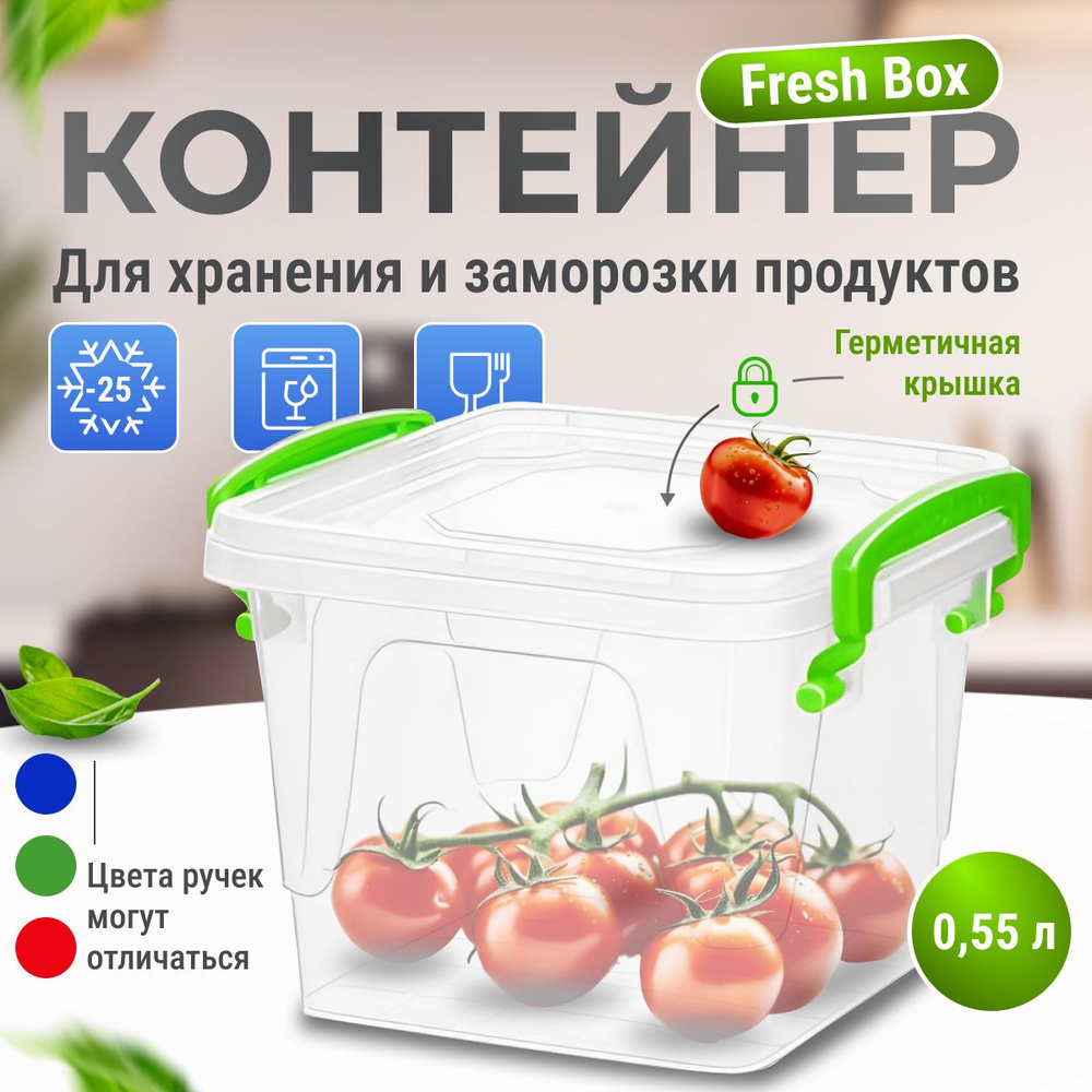 Контейнер герметичный 0.55 л для хранения продуктов и еды, пластиковый пищевой контейнер с крышкой ElfPlast #1