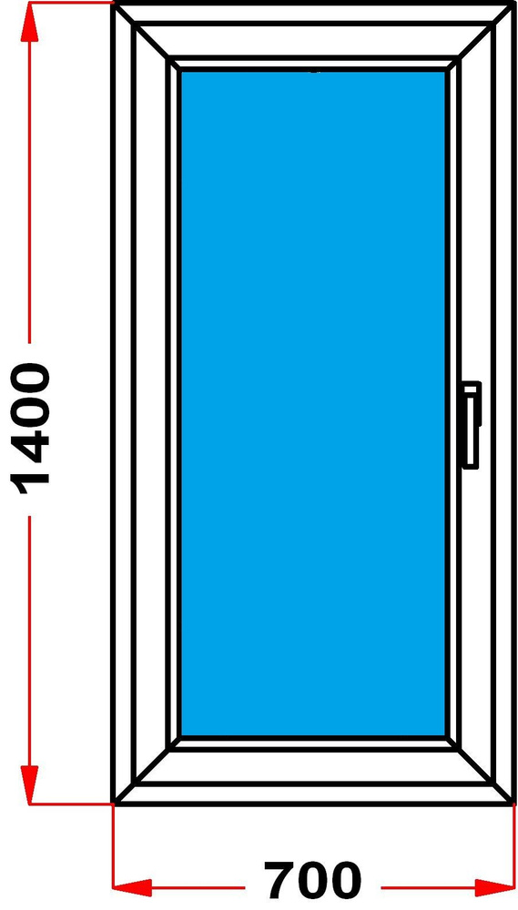 Окно+москитка из профиля Grunder 70 мм (1400 x 700), с поворотно-откидной створкой, стеклопакет 3 стекла, #1