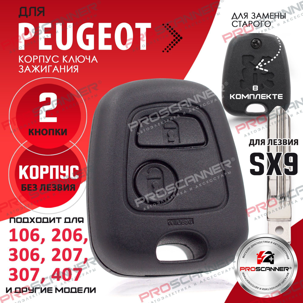 Корпус для ключа зажигания для Peugeot Пежо Partner Expert Boxer - 1 штука, без лезвия (2х кнопочный #1