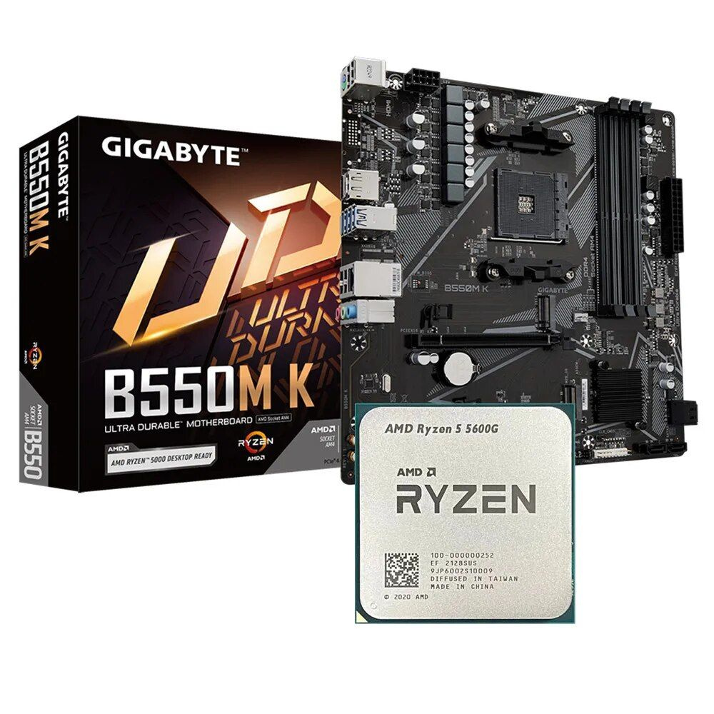 Материнская плата GIGABYTE B550M K+AMD Ryzen 5 5600G R5 5600G купить по ...