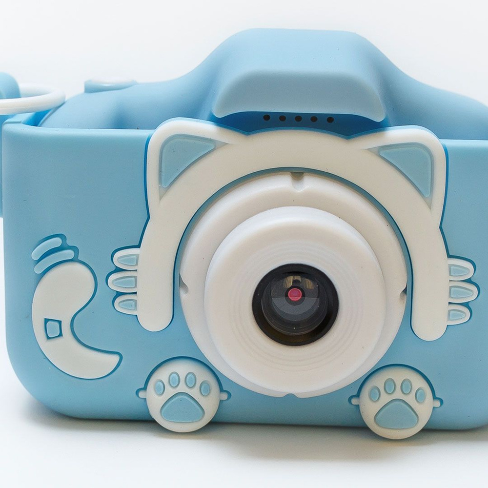 Детский цифровой фотоаппарат Котёнок Динотим. Подарочный набор. Цвет синий. Без карты памяти.  #1