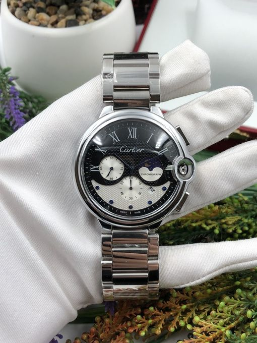 Мужские наручные часы CARTIER с металлическим ремешком в подарочной упаковке  #1