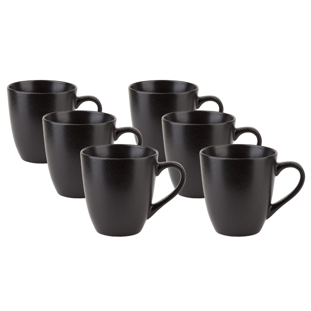 Набор кружек 6 шт для чая и кофе 340 мл керамика Nouvelle Черный камень / чашки керамические черные на #1
