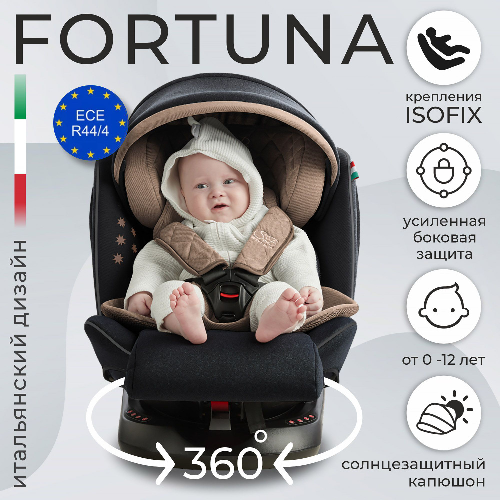 Автокресло детское с капюшоном растущее с поворотной базой 0-36 кг от 0 до 12 лет Sweet Baby Fortuna #1