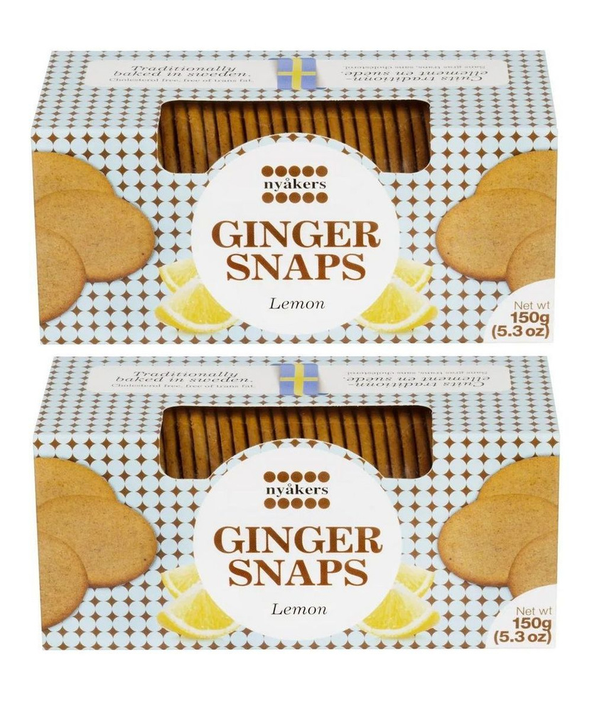 Печенье Nyakers Ginger Snaps Lemon имбирное с лимоном, 150 г х 2 шт #1