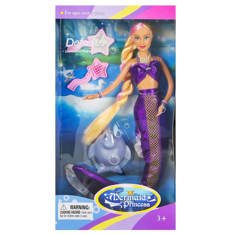 Кукла Defa Lucy Принцесса-русалочка с волшебной прядью волос (фиолетовый костюм), 29 см  #1