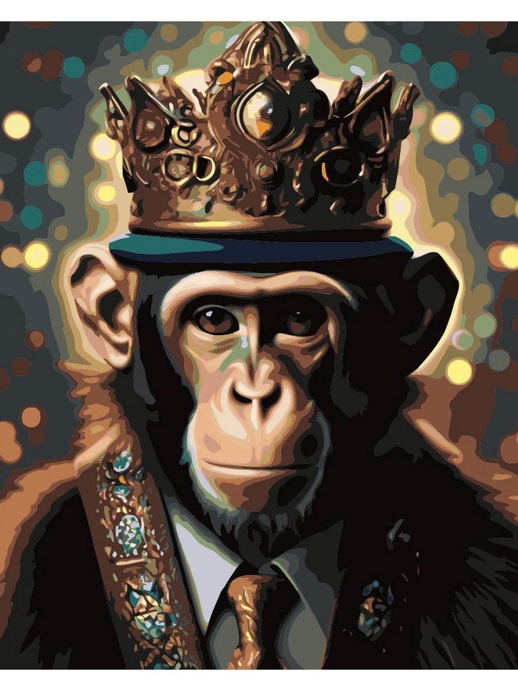 Картина по номерам Король обезьян на холсте с деревянным подрамником размер 40х50, акриловые краски, #1