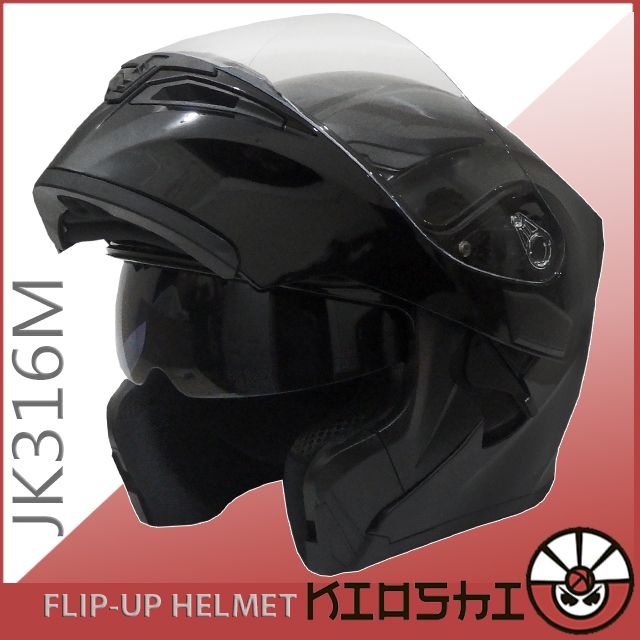 Модуляр шлем открывашка KIOSHI JK316M(902) XL(61-62) черный металлик глянец  #1