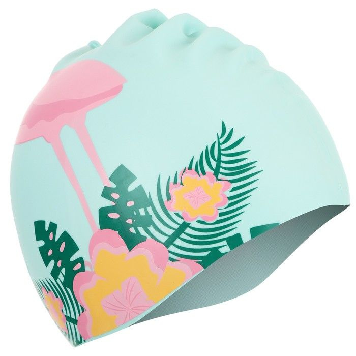 Шапочка для плавания ONLITOP детская "Фламинго на цветке" обхват 46-52 см  #1