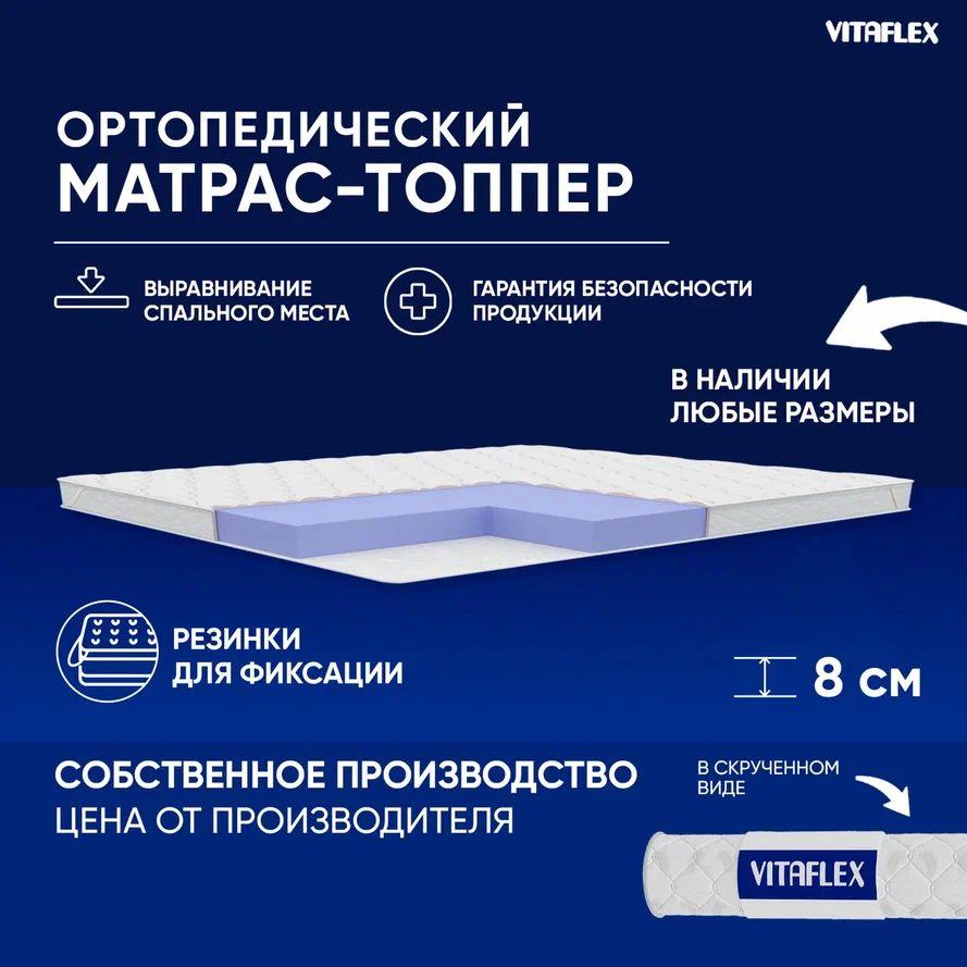 VITAFLEX Топпер-наматрасник Матрас-топпер 85x190 см ортопедический Vitaflex Soft Tricot 7x4Sk беспружинный, #1