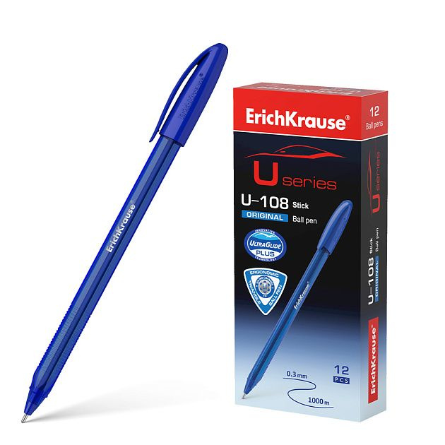 Ручка шариковая ErichKrause U-108 Stick Original 1.0, Ultra Glide Technology, цвет чернил синий, 12 шт,53738 #1