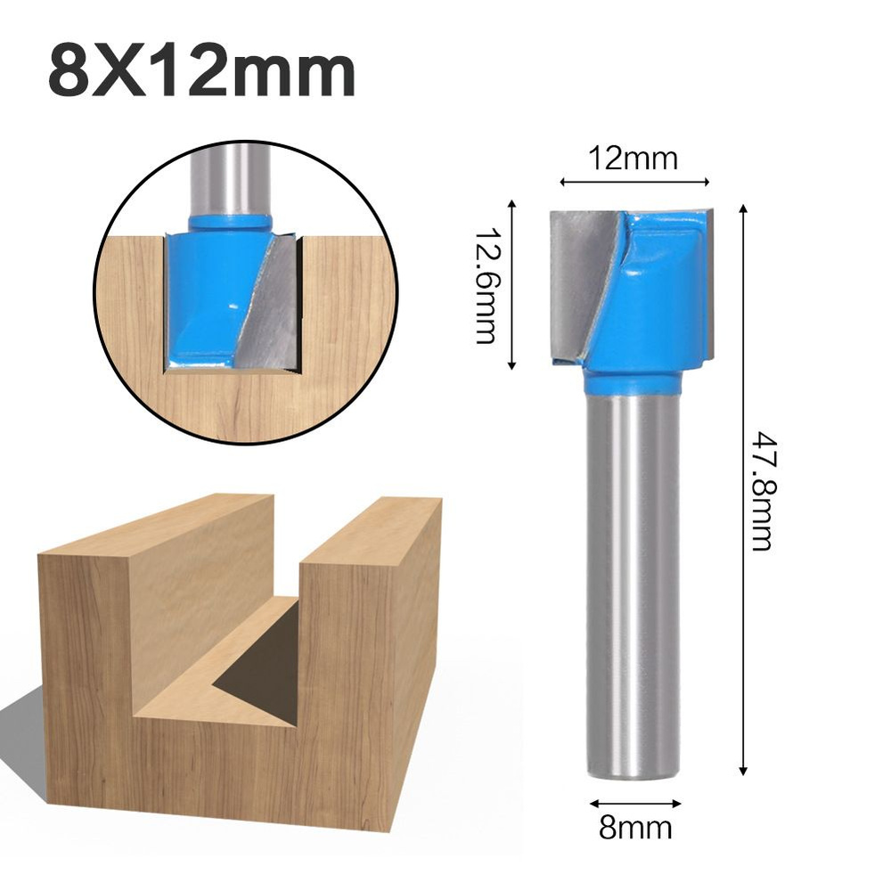 Фреза пазовая прямая DxHxL 12 x 12.6 x 47.8 мм,хвостовик 8 мм #1