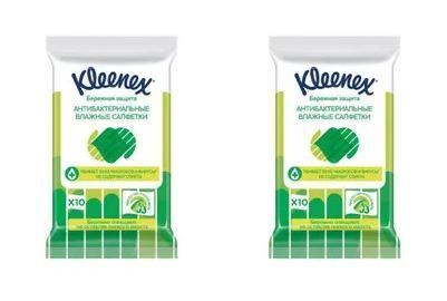 Kleenex Салфетки влажные Антибактериальные, 10 штук в упаковке, 2 уп  #1