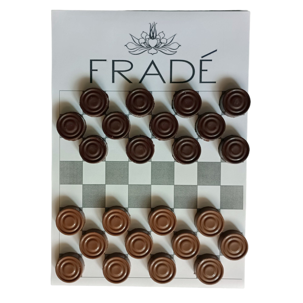 Подарочная шоколадная фигура Frade/Фраде - Шашки (комплект 24 шашки) (вес-192г) (молочный+темный)  #1