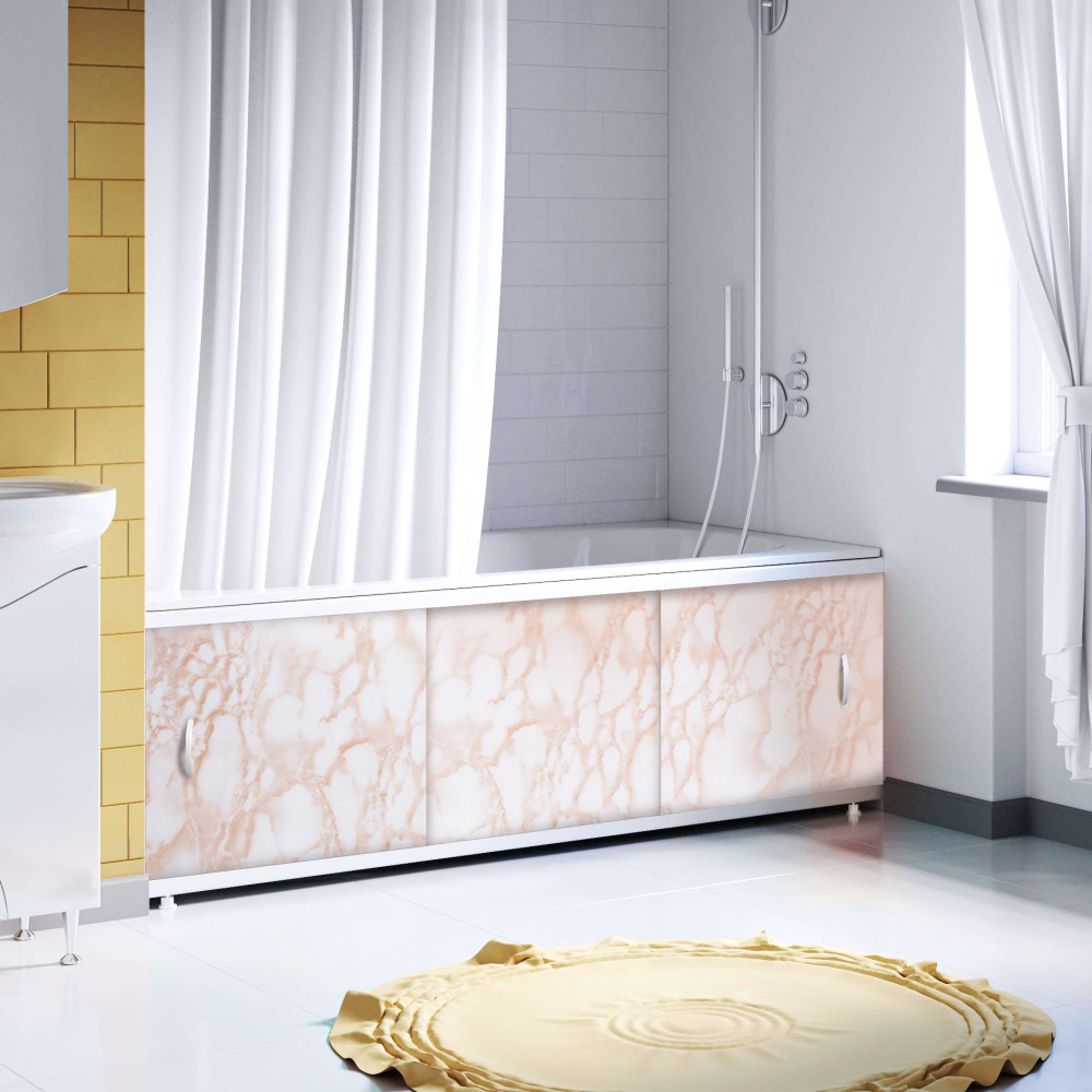 Экран пластиковый под ванну Respect 150 раздвижные фасады ПВХ панель, пластиковый профиль, цвет кремовый #1