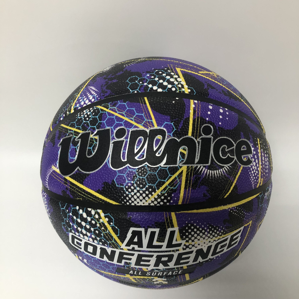 Мяч баскетбольный Willnice фиолетовый с насосом размер 7 #1