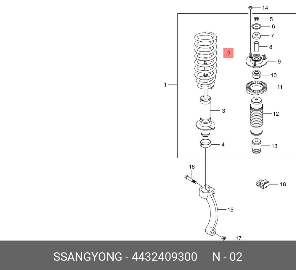 SsangYong Пружина подвески, арт. 4432409300, 1 шт. #1