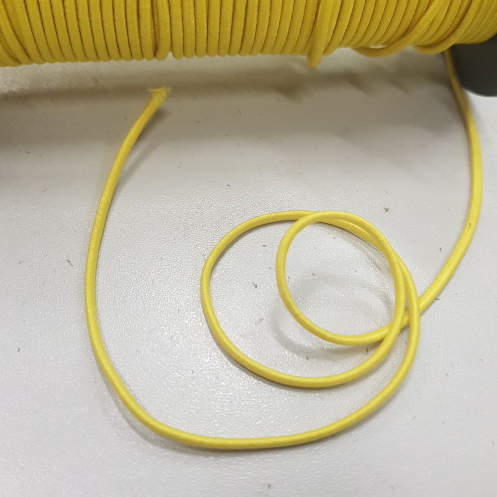 Резинка круглая, шляпная, диаметр 2 мм длина 5 м, цвет желтая  #1