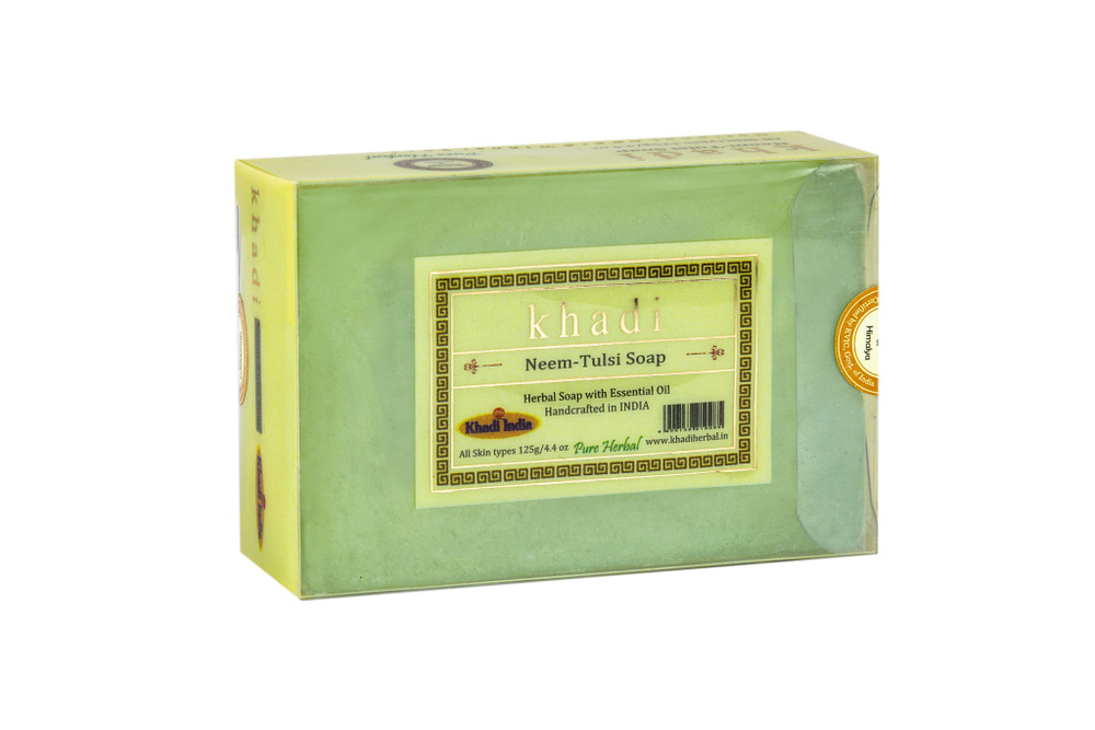 Khadi NEEM-TULSI SOAP, Khadi India (НИМ-ТУЛСИ МЫЛО ручной работы с эфирными маслами, Кхади Индия), 125 #1