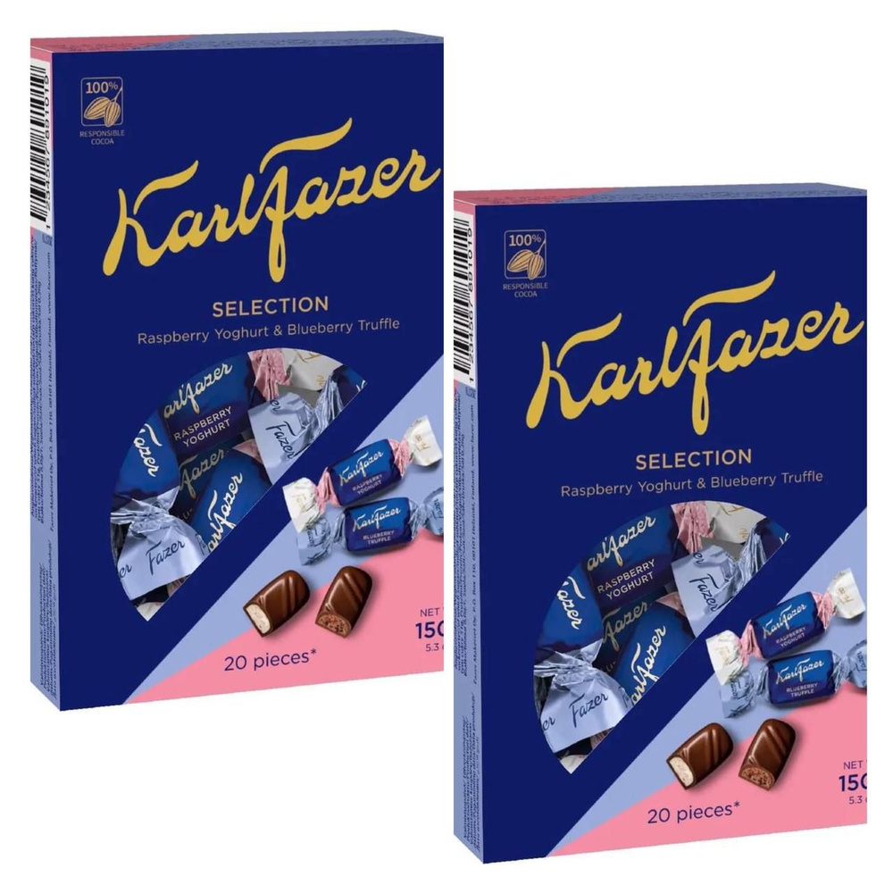 Конфеты шоколадные Karl Fazer Selection ассорти (малиновый йогурт и черничный трюфель), 2уп по 150 г #1