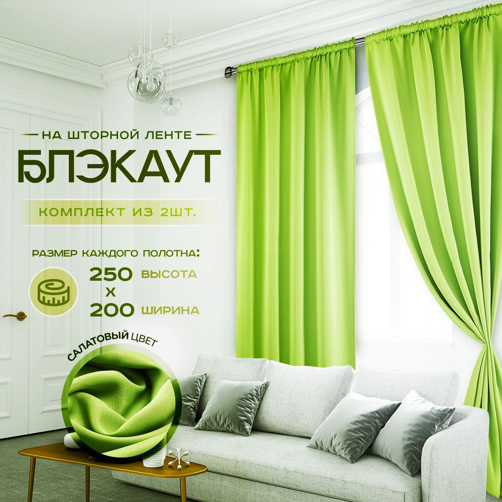 ElitRoom Комплект штор 250х400см, салатовый #1