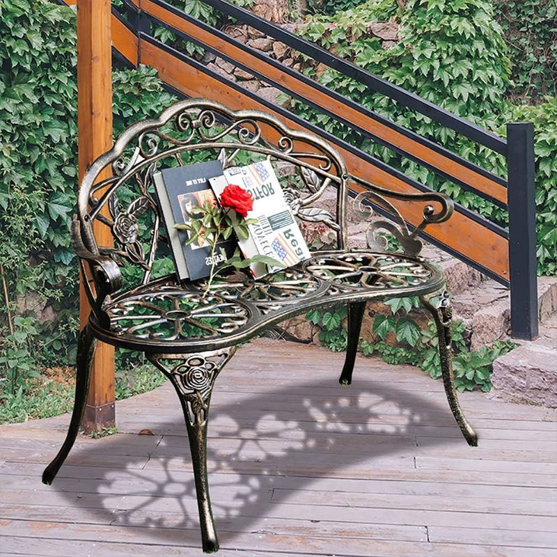 Садовая скамейка со спинкой 1,27 х 0,54 х 0,86 м металлической мебели для дачи, сада, дома. Медный цвет #1