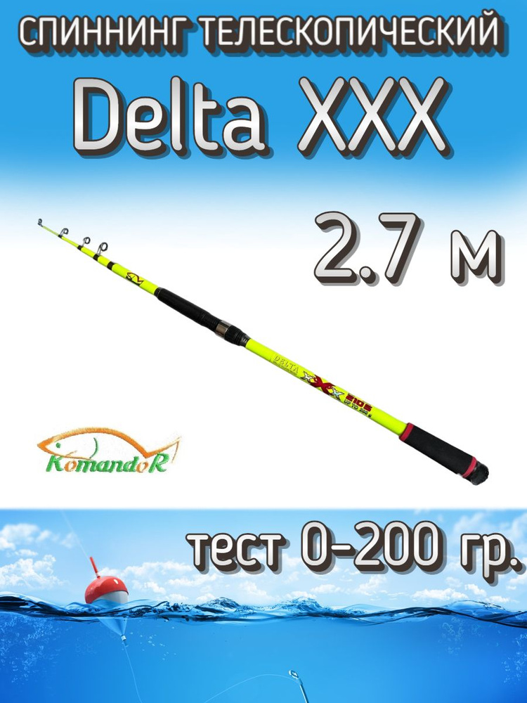 Спиннинг Komandor телескопический Delta XXX желтый, тест 0-200 грамм, 270 см  #1