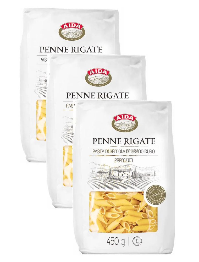 Макаронные изделия Aida Penne Rigate Перья, 450 г х 3 шт #1